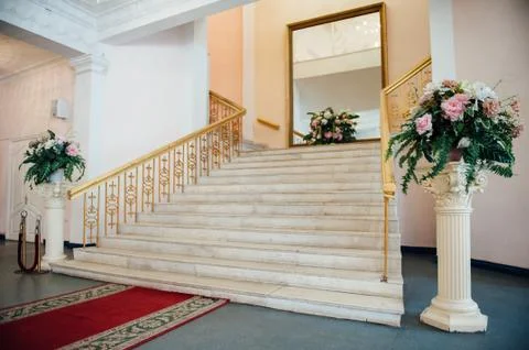 Beautiful modern loft, staircase view Stock Photos