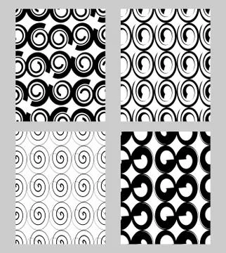 Beautiful modern monochrome textile patterns sampler, fabric design in black and Stock Illustration