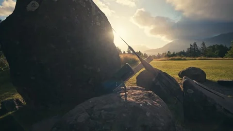 Beautiful Modern Sun Dial Overlooking Columbia River Gorge Oregon Cinematic Vidéo 280702907
