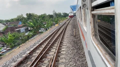 Beautiful moment when two trains pass e.. Stock Footage 290259588