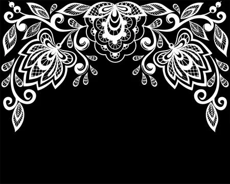 Beautiful monochrome black and white flowers and leaves isolated. Stock Illustration