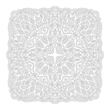 Beautiful monochrome linear vector illustration for adult cooring book page w Stock Illustration