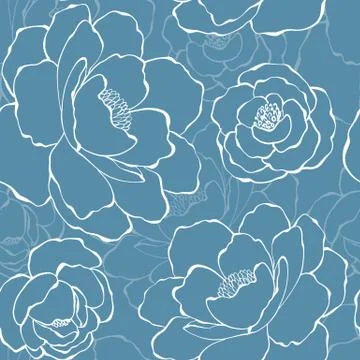 Beautiful monochrome seamless pattern with roses Stock Illustration