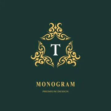 Beautiful monogram. Elegant emblem. Art logo design. Letter T. Graceful Illustrazione stock