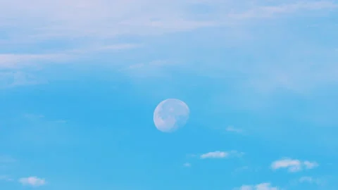 Beautiful  moon in blue sky, timelapse Video stock 334699217