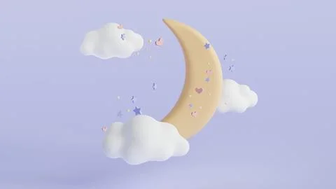 Beautiful moon cloud, great design for any purposes. 3d illustration. Conce.. Stock Illustration