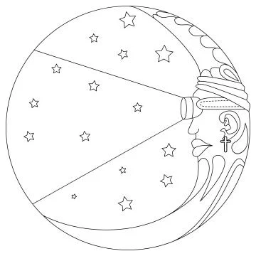 Beautiful Moon with face. Stock Illustration