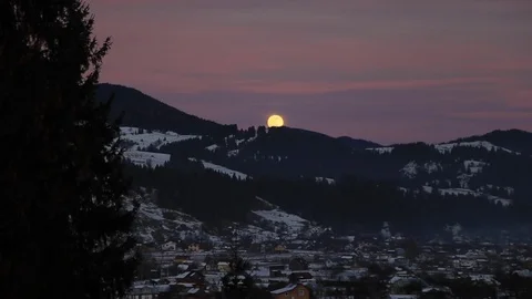 Beautiful moon in the mountains Stock Footage 122933033
