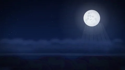 Beautiful Moon over Clouds Night Sky 3D Animation Stock Footage 344056459