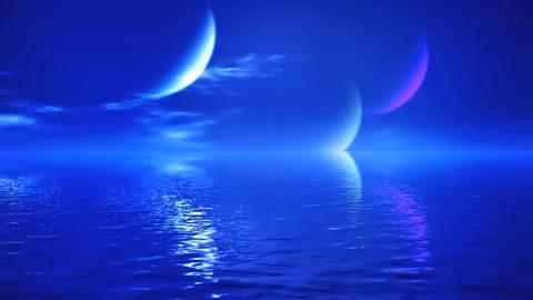 Beautiful moon rays on Sea Stock-Footage 255183272