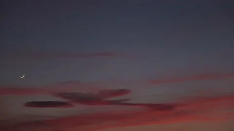 Beautiful Moon with Sunset Colors Stock Footage 161818247