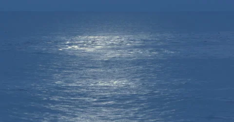 Beautiful Moonlight Reflection over Blue Water, Natural Bridges Santa Cruz Stock Footage 60112481