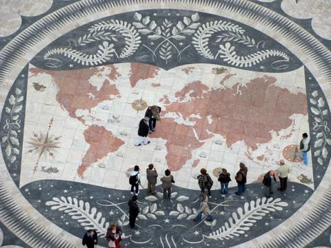Beautiful mosaic tile pattern, Lisbon Portugal Stock Photos