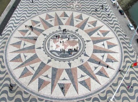 Beautiful mosaic tile pattern, Lisbon Portugal Stock Photos