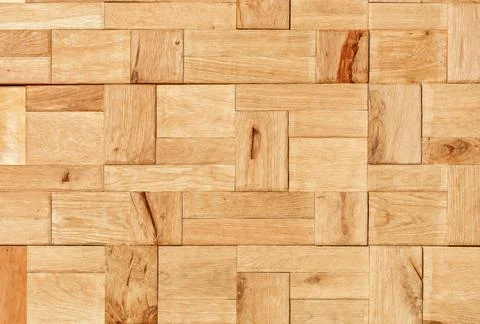 Beautiful mosaic of various rectangular wooden planks with a natural texture. 写真素材