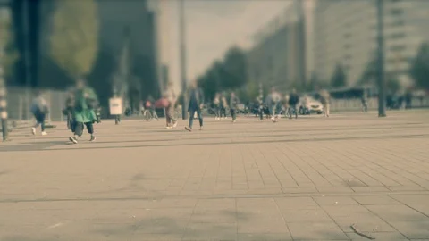 Beautiful motion blur with group of multiracial people  walking on  street Stock Footage 116503968