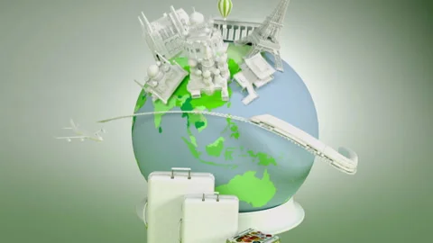 Beautiful motion graphics animation of earth . Travel and tourism concept theme Stock Footage 132290106