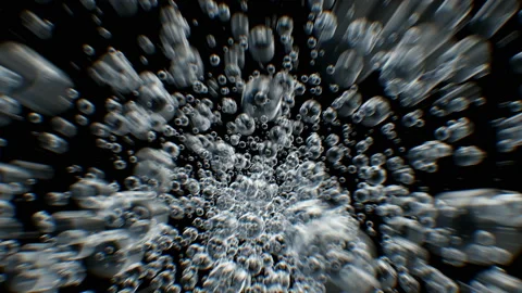 Beautiful Motion Through the Underwater Bubbles Cloud on Black and White 動画素材 103278833