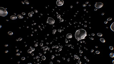 Beautiful Motion Underwater Bubbles of Clouds on a Black and White Background Stock Footage 116495449