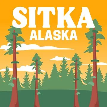 Beautiful mountain and forest views in sitka alaska Ilustração Stock