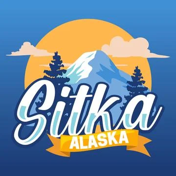 Beautiful mountain and forest views in sitka alaska Stock Illustration