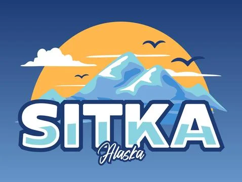 Beautiful mountain and forest views in sitka alaska Stock Illustration