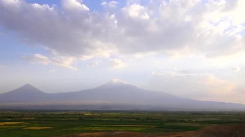 Beautiful Mountain in the Countryside with Clouds Vídeos de archivo 53202894