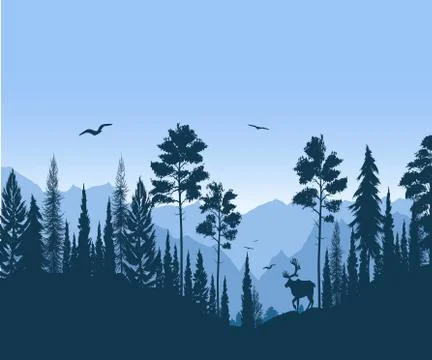 Beautiful Mountain with forest vector illustration Design Stock Illustration