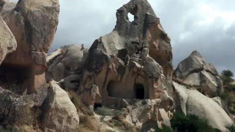 Beautiful mountain formations in Cappadocia Stock-Footage 168019596