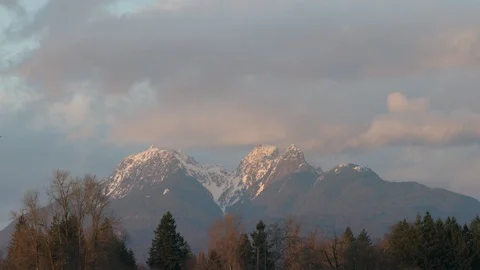 Beautiful Mountain glow during sunset Stock Footage 124188789