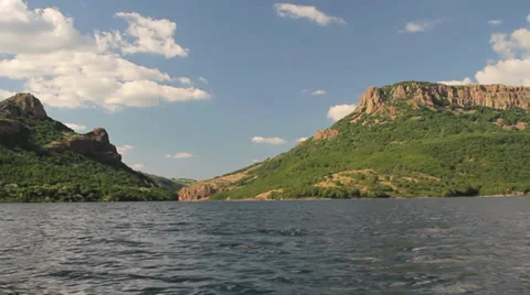 Beautiful mountain lake fly-through Stock Footage 33878031