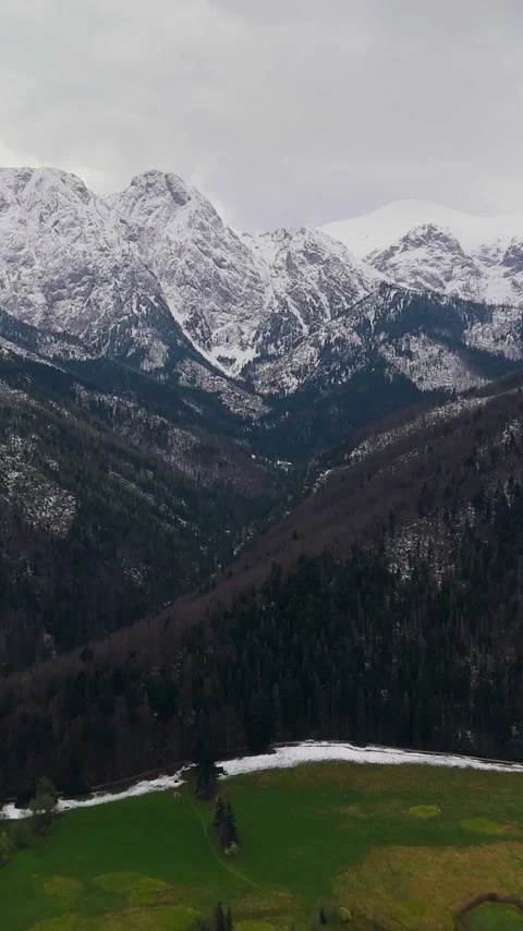 Beautiful mountain landscape in spring, forest and rocks. Zakopane, Poland Video stock 340407977