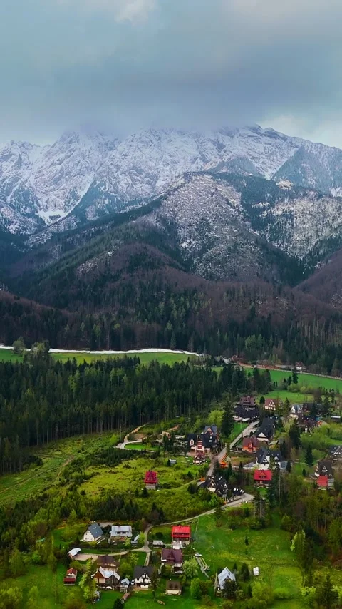 Beautiful mountain landscape in spring, forest and rocks. Zakopane, Poland Video stock 342835812