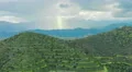 Beautiful mountain landscape. Sun rays shining on hills. God's blessing on earth 4k or 4k+ Resolution