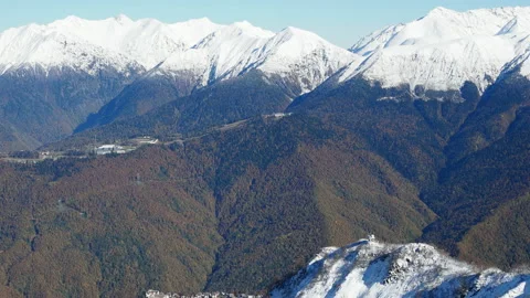 Beautiful mountain landscape in winter. First snow on the branches. Stock Footage 221179685
