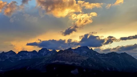 Beautiful Mountain Peak with Clouds in Sunset in St Moritz Vídeo Stock 284019066