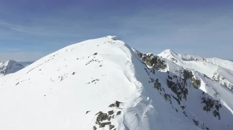 Beautiful Mountain Range Aerial Flight Drone Peaks Snow Winter Vacation Stock Footage 60417790