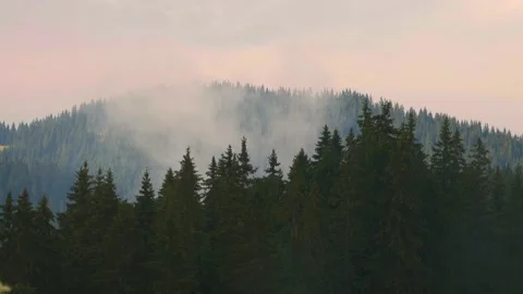 Beautiful mountain range in the fog. Stock Footage 136084930