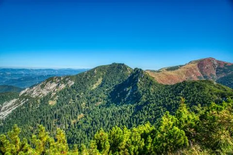 Beautiful mountain range in the mountains summer on a small road between Zili Stock Photos