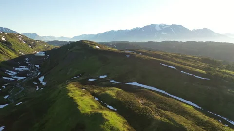 Beautiful Mountain Range Summer Inspiring Landscape  Aerial Flight Stock Footage 221462010