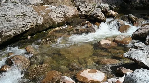 A beautiful mountain stream with rocks Video stock 219358608