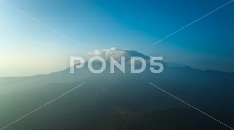 The beautiful mountain view in the mist weather. Wide angle Stock Photos