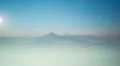 The beautiful mountain view in the mist weather. Wide angle Photo