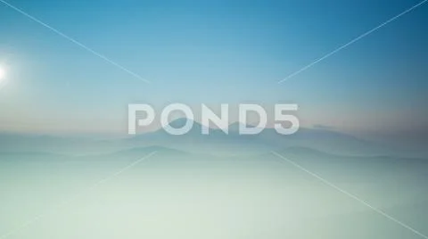 The beautiful mountain view in the mist weather. Wide angle Stock Photos