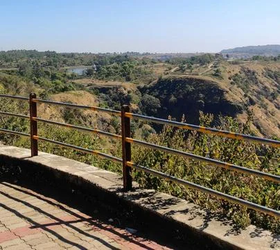 The beautiful mountain view point with railing Stock Photos