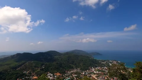 Beautiful mountains between which a part of the city is hidden. Stock Footage 242166442