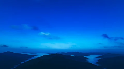 The beautiful mountains on the cloud stream background. evening night time Video stock 95210359