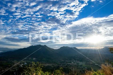 Beautiful mountains landscape and cloud blue sky Stock Photos