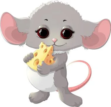 Beautiful mouse with cheese 스톡 일러스트