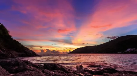 Beautiful moving clouds over ocean at sunset in Phuket, Thailand Stock Footage 49964521